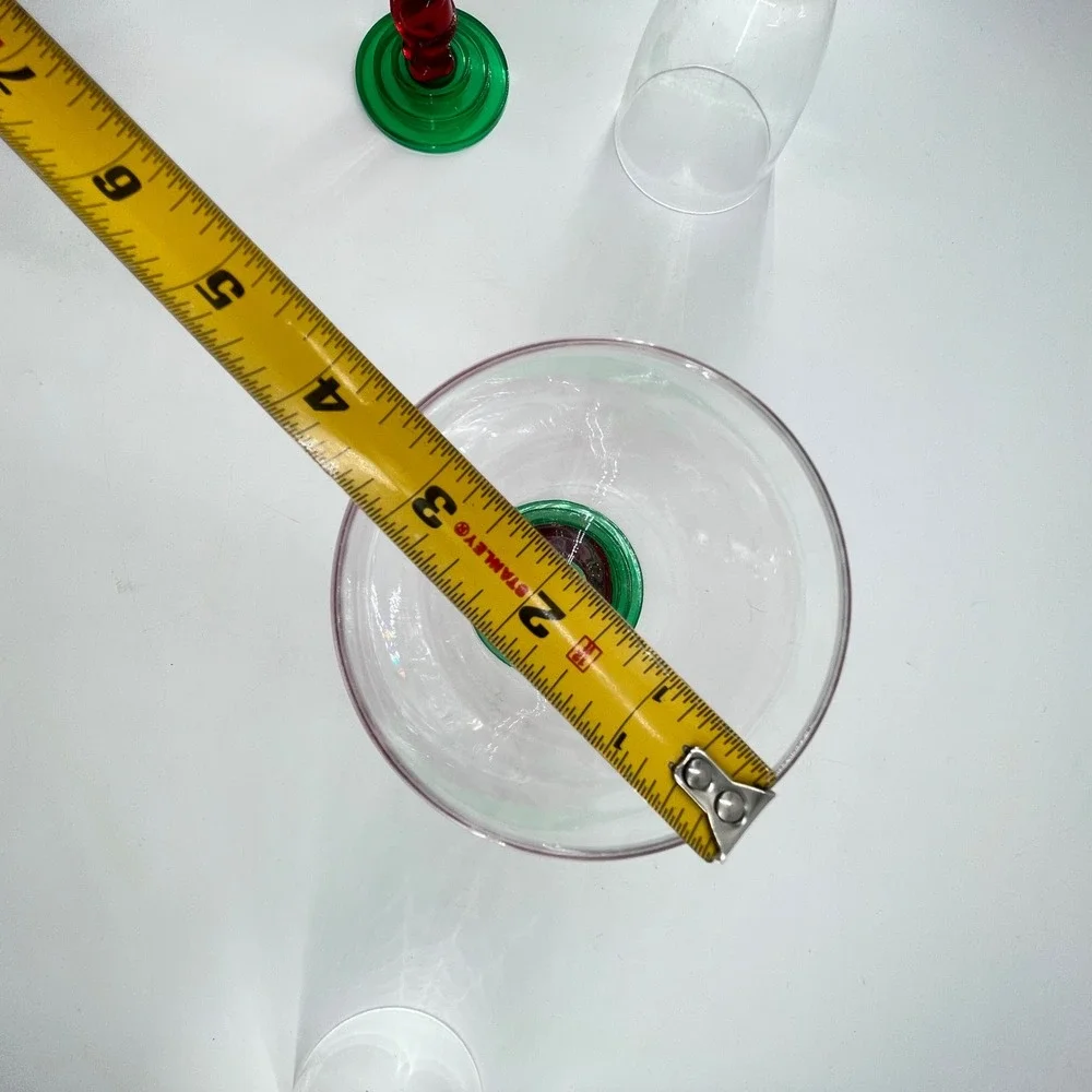 Vintage Santa Claus Christmas Wine Glasses Set of 4 Red Green Stemmed Goblets